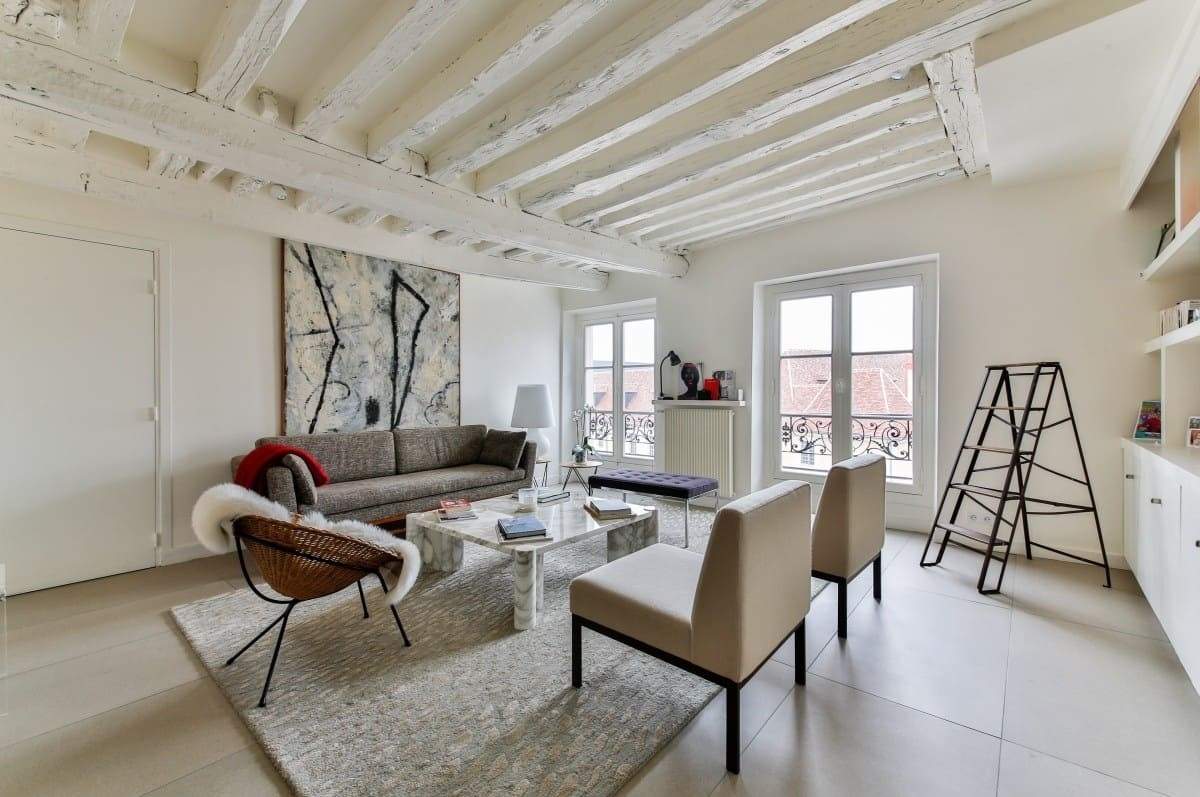 Photo d'un salon avec une décoration scandinave.